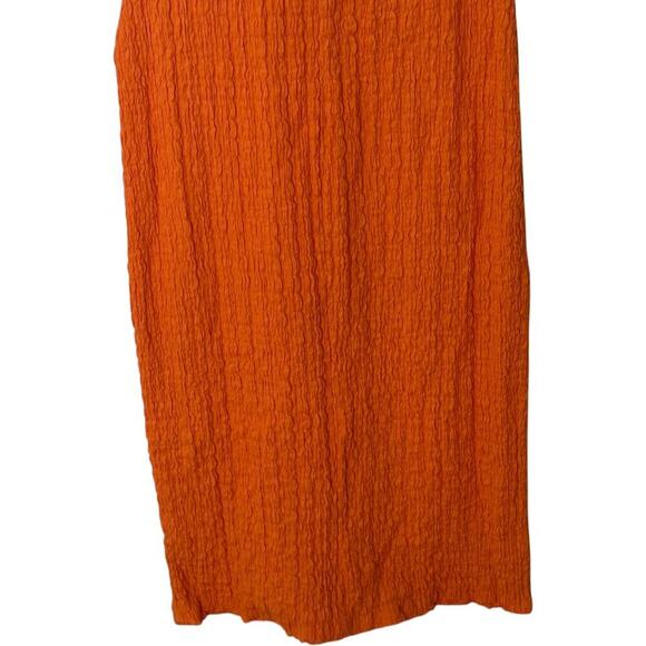 Zara Orange Fitted Texture Midi Dress (S) - Picture 7 of 16